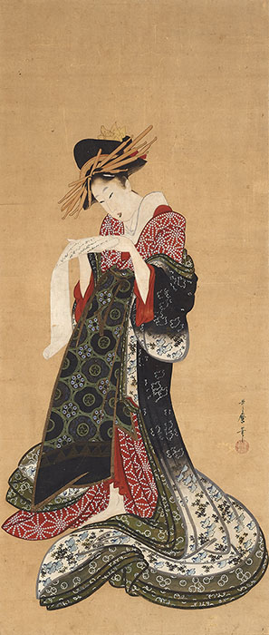 喜多川歌麿《文読む遊女》江戸時代・1805～1806年　大英博物館蔵　© The Trustees of the British Museum