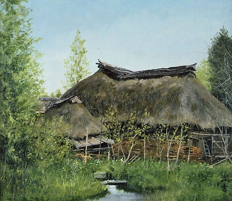 《水辺の曲り屋》[岩手県稗貫郡大迫町内川目]1976年