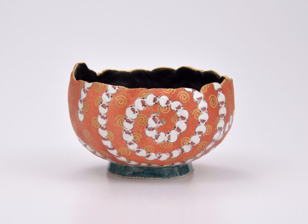 茶碗　文鳥紋ぐるぐる W11.3×D11×H7.6㎝