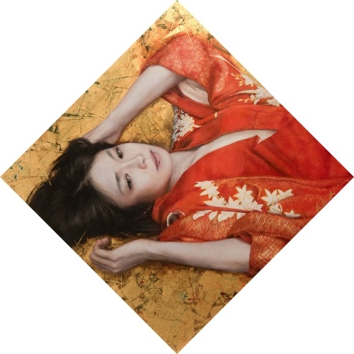 ナカジマカツ「Shy - シャイ」
S8号
油彩/金箔/キャンバス