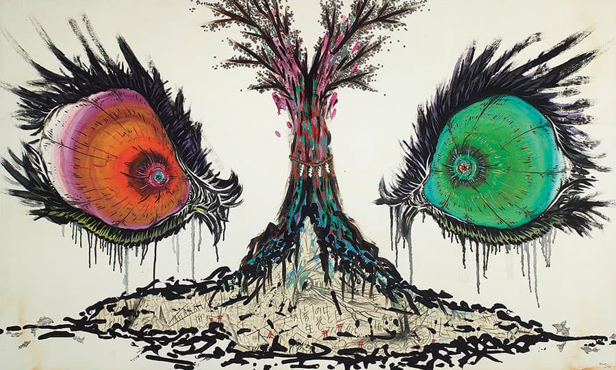 小松美羽《千曲川の神々》2012年、個人蔵