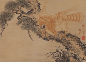 狩野梅雲行信《松鷹図》個人蔵