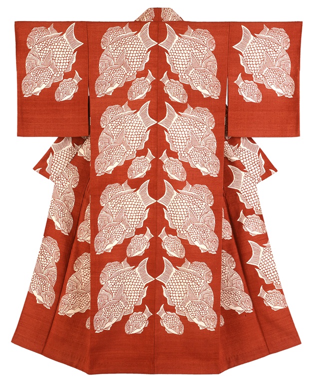 「鯛泳ぐ文着物」（1964）