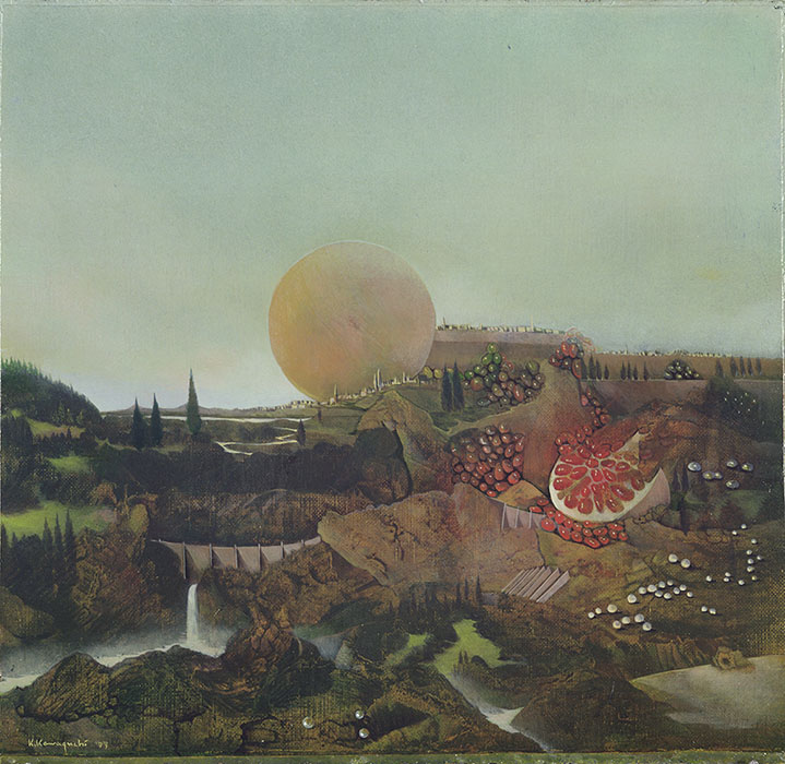 川口起美雄《柘榴（グラナダ・アプフェル）》1977年　テンペラ、油彩、カンヴァス　個人蔵