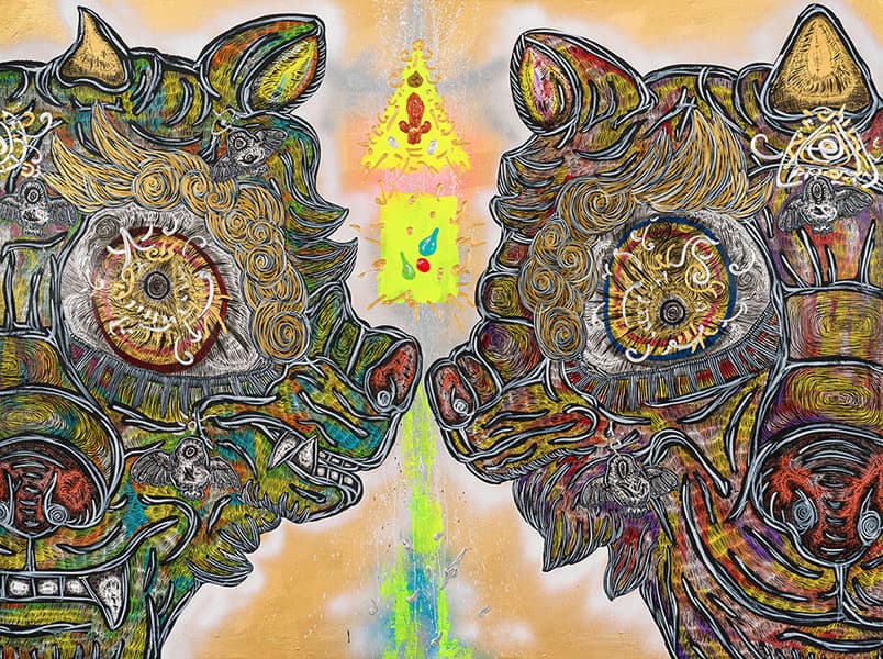 小松美羽《時には吹雪となって、人類の選択と生き方を見続けています》2025年、作家蔵