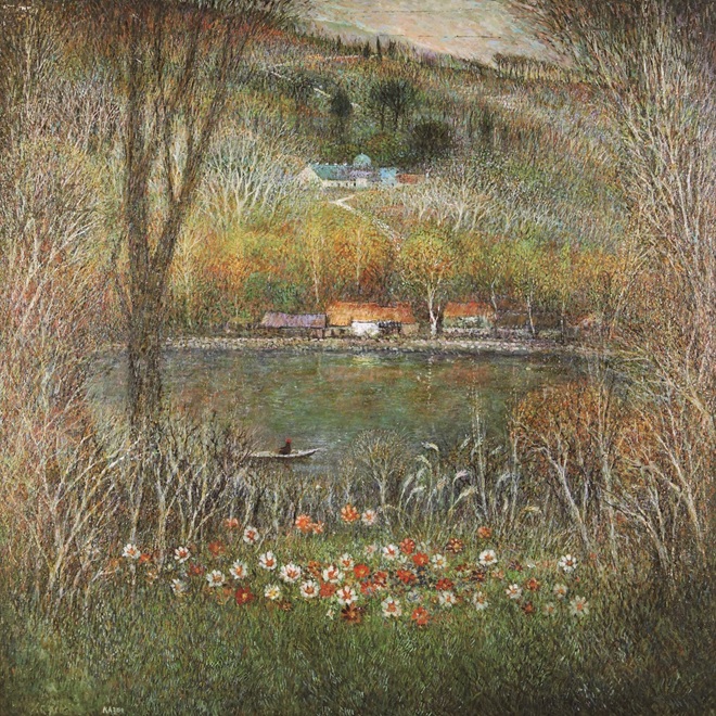 コスモスの里》2001　116.7×116.7cm　油彩・キャンバス