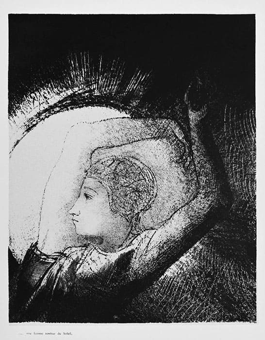 オディロン・ルドン《･･･日を着たる女ありて》(石版画集『ヨハネ黙示録』6)1899年　リトグラフ・紙　国立西洋美術館