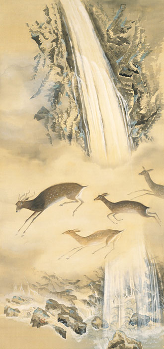 冨田溪仙《壑を渉る鹿》1931年　高崎市タワー美術館寄託