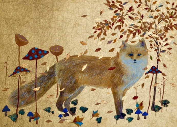 髙山真衣 「どくだみの小道」 37.5×28cm 紙本着彩