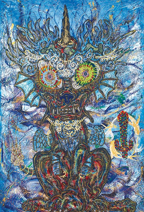 小松美羽《ベネチアの街灯の光、水面に映るシーライオン》2019年、個人蔵