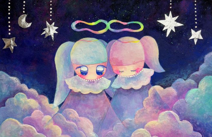 柴田紗奈 雲の上 紙本、膠、岩絵具、胡粉、ラメ、アクリル絵具 P4