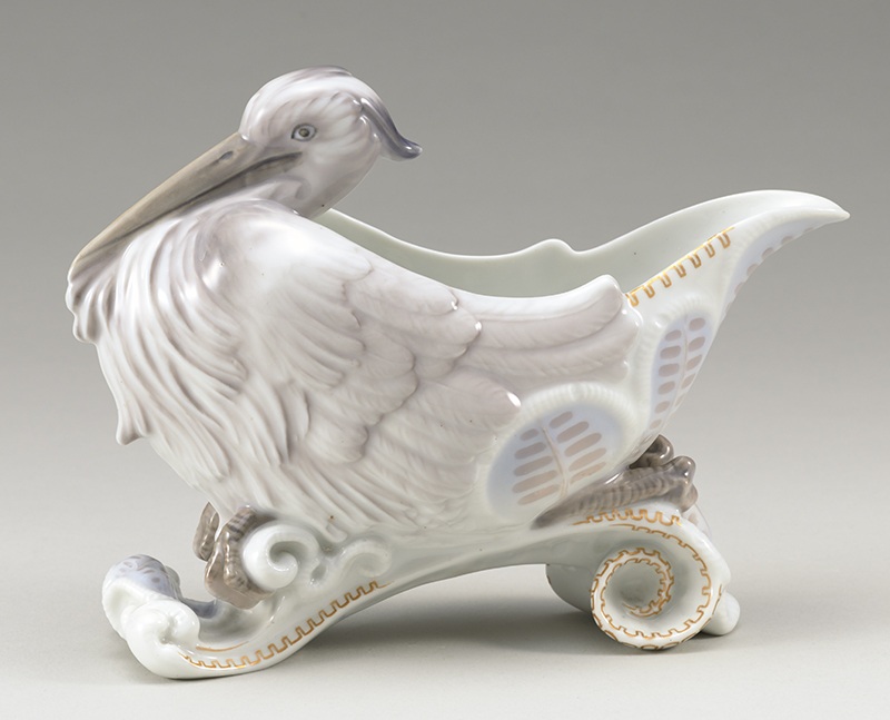 金彩鷺ソースボート》ビング オー グレンダール　<br />
デザイン：ピエトロ・クローン　1898-1914年　<br />
塩川コレクション