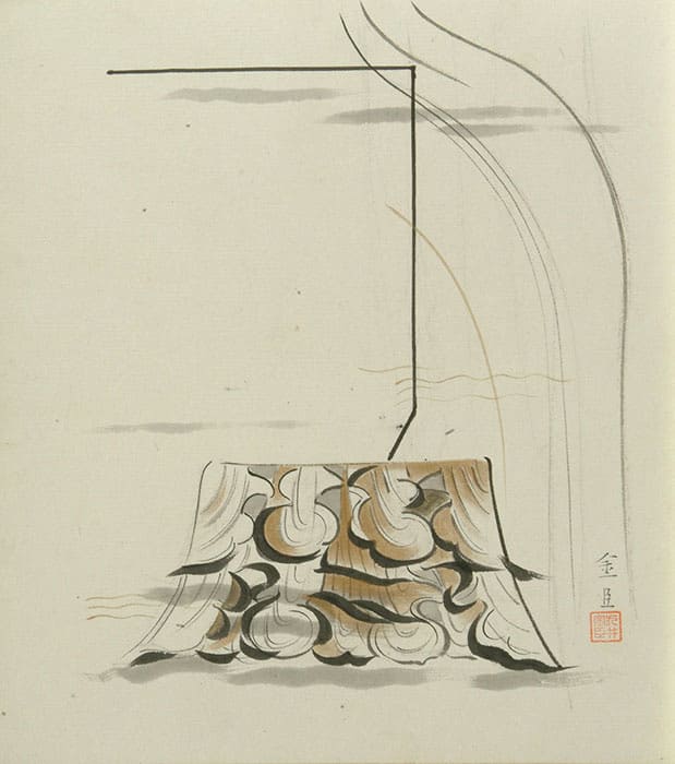 丸井金猊《衣-1》 昭和8年（1933）頃　色紙・着彩, 額　27.1×24.2cm