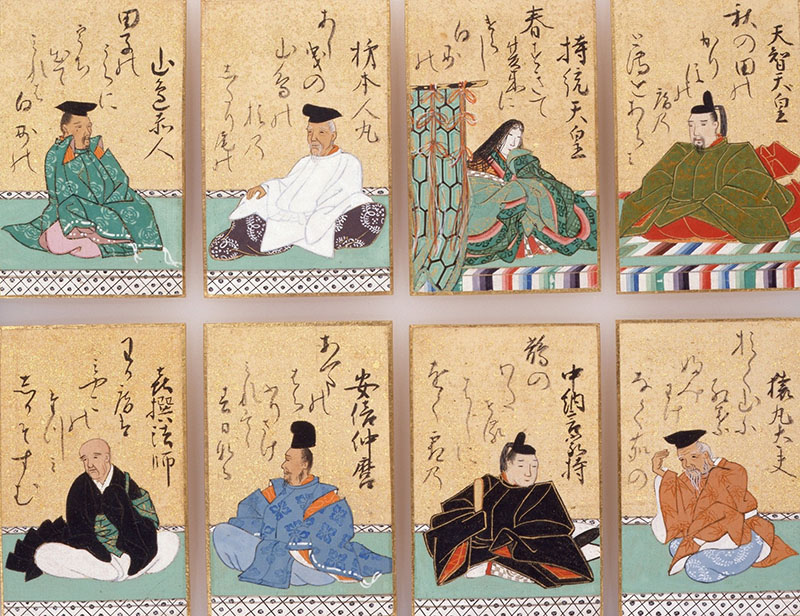 百人一首かるたより　山口素絢絵・鈴木内匠文字　江戸時代・18 ～ 19世紀　三井記念美術館蔵