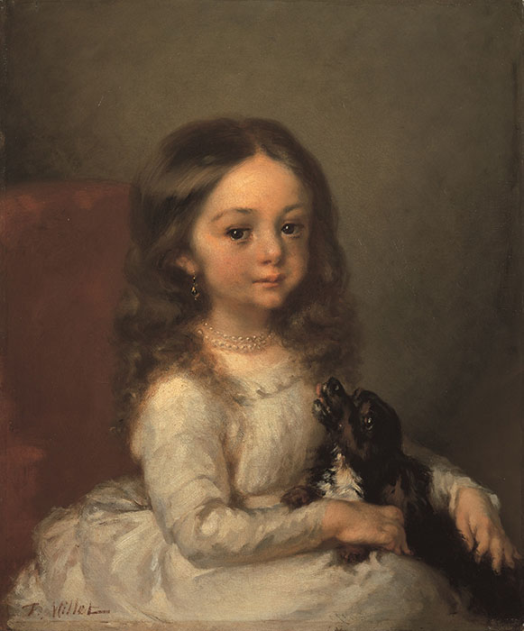 ジャン＝フランソワ・ミレー《犬を抱いた少女》1844-1845　ユニマットグループ蔵