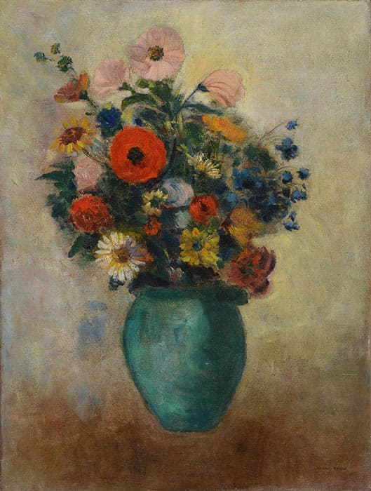 オディロン・ルドン《緑の花瓶の花》1904-06年頃　油彩・キャンヴァス　個人蔵