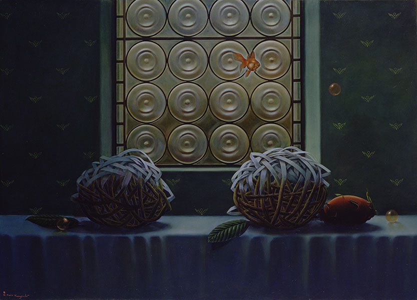 川口起美雄《時の祭壇》2003年　テンペラ、油彩、板　個人蔵