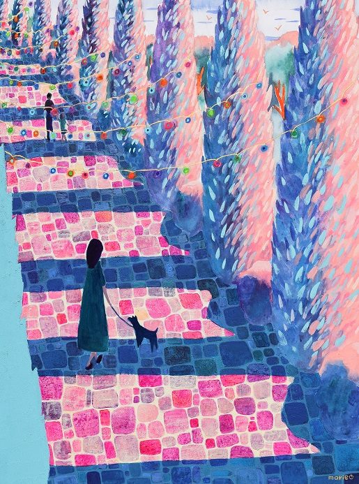 「帰り道」

51×38.7cm

紙、アクリル絵具