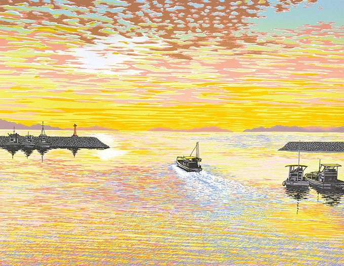 瀬戸の朝光」40.9×53.0cm