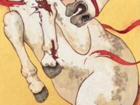 樋口絢女　 『まう』 WSM　 麻紙、岩絵具、顔彩　