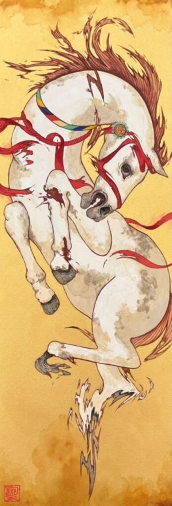 樋口絢女　 『まう』 WSM　 麻紙、岩絵具、顔彩　