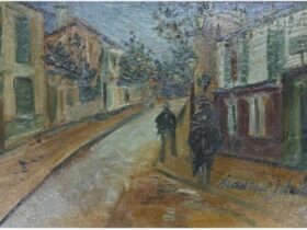 ユトリロ「アブルヴォワール通り モンマルトル」 （P8号）