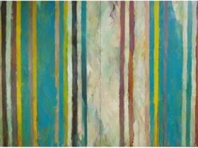 岸本 吉弘「Uptight」 162.1×260.6cm キャンバスに油彩・蜜蝋