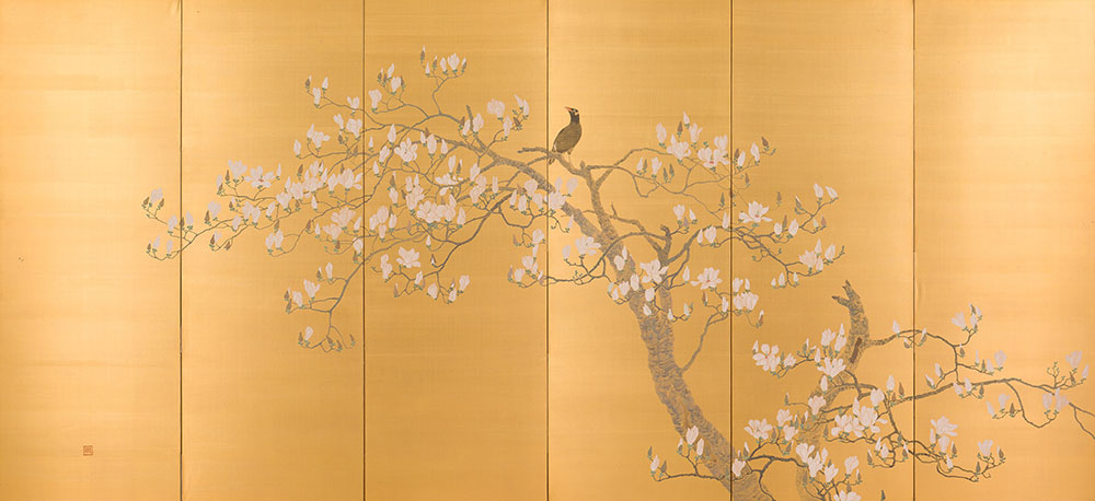 尾竹竹坡《九冠鳥》（左隻）　明治45年（1912）　泉屋博古館東京