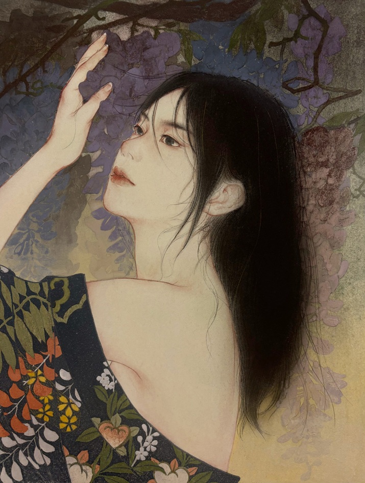 「藤の影」6F、岩絵具