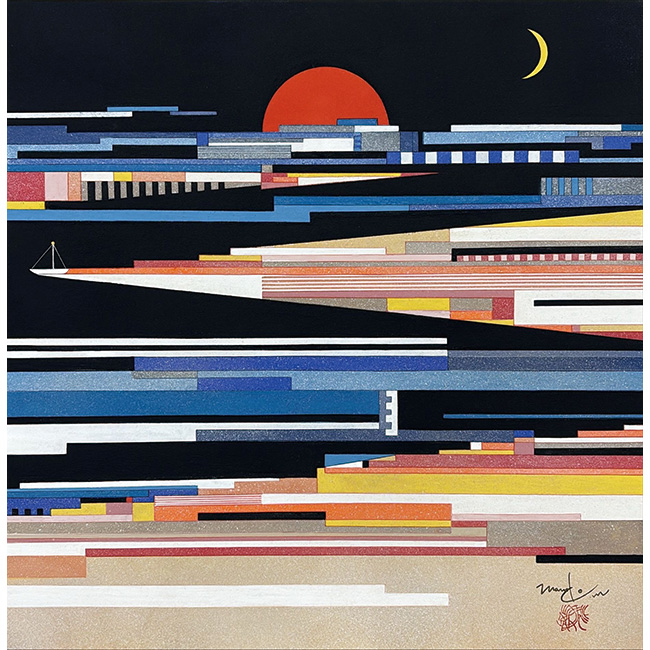 繭山桃子 波間をゆく 紙本彩色 S6号