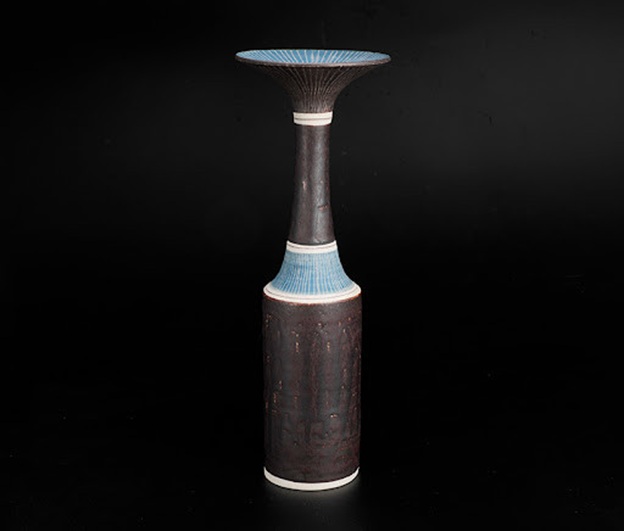 線文円筒花器「青」 L.R 1968年頃