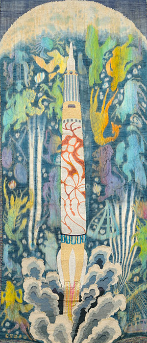 《手織錦壁掛 星座・月・ロケット》1958年　京都市美術館