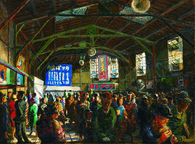 木村荘八 《新宿駅》 1935年 油彩／カンヴァス 97.5×130.5cm 個人蔵