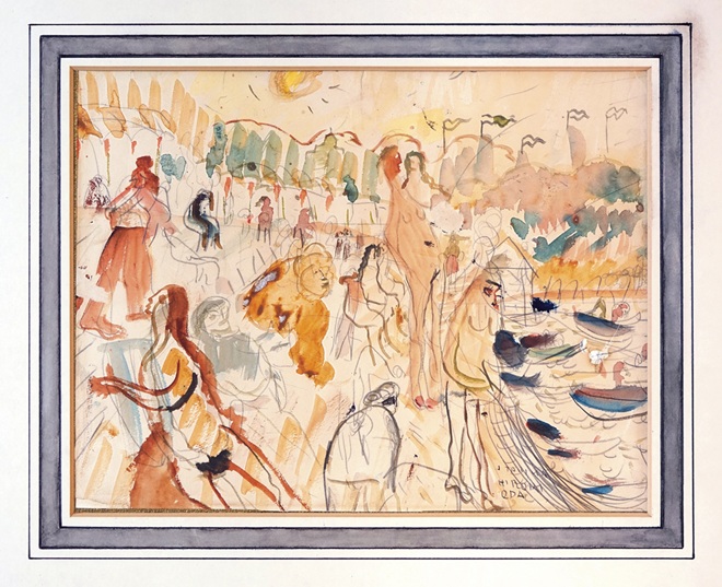 セーヌ川　　水彩　　23.4x24.3cm23.1×30cm