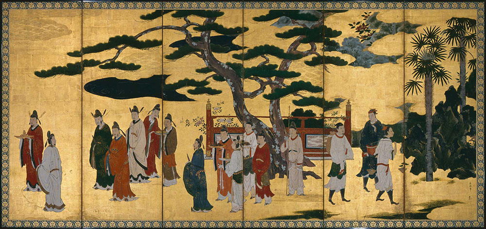 伝 狩野永徳「帝鑑図屏風」（右）桃山時代 個人蔵