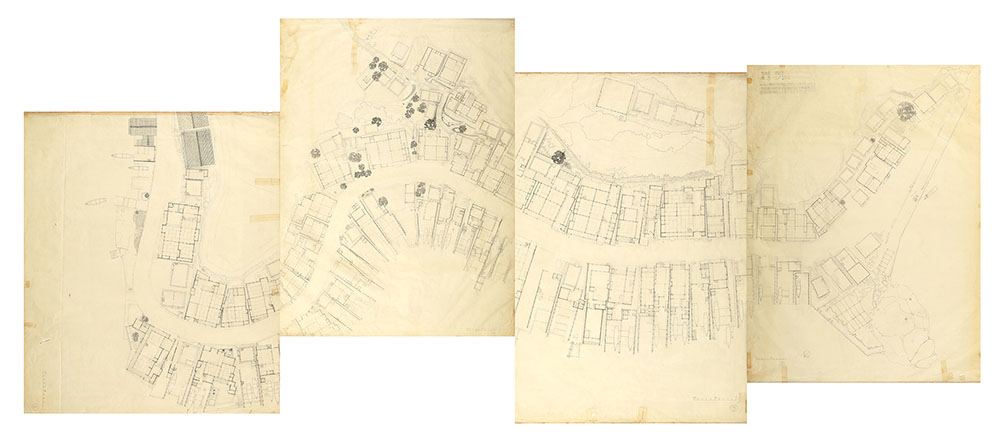 明治大学神代研究室「伊根亀山デザイン・サーヴェイ集落全体平面図(4枚組)」1968年 明治大学建築アーカイブ蔵