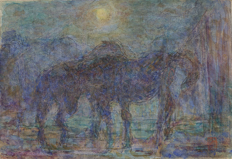 坂本繁二郎《月下の馬》　久留米市美術館蔵