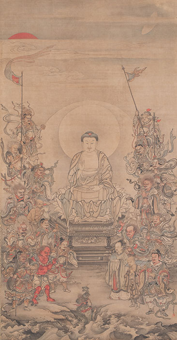 重要美術品　釈迦十六善神像 久隅守景筆　江戸時代（17世紀後半）静嘉堂蔵　前期展示