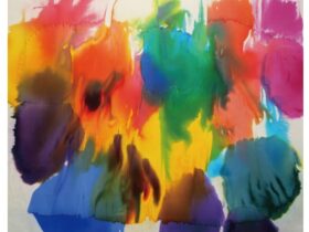 加賀城 健「Transfer-dyeing（シアター）」 H72.7×W91×D3cm 綿布・染料・パネル／2025年制作