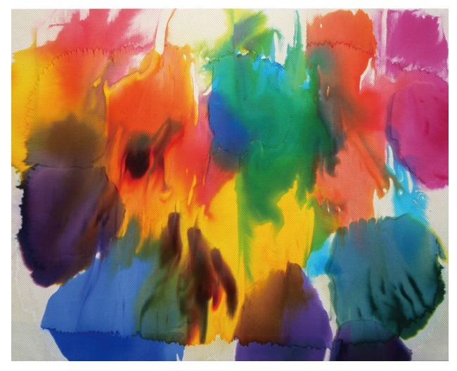 加賀城 健「Transfer-dyeing(シアター)」 H72.7×W91×D3cm 綿布・染料・パネル/2025年制作