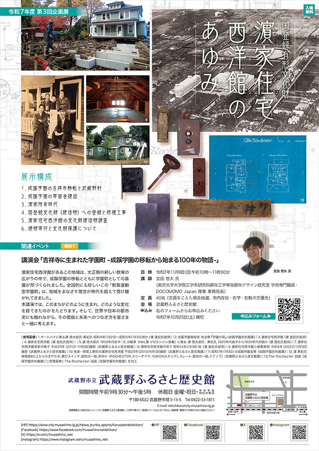 「国登録有形文化財 濱家住宅西洋館のあゆみ」蔵野市立武蔵野ふるさと歴史館