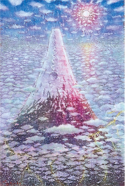 『雷雨と雲海の上の紅富士と日』
M12号 油彩・キャンバス 2025年