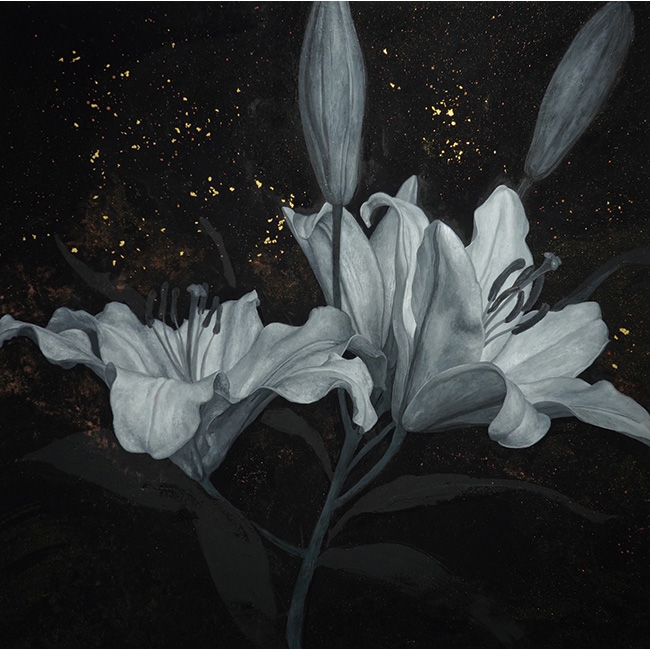 辻本健輝
夜明けを待つ
アクリル・岩絵具・金箔・パネル S10号