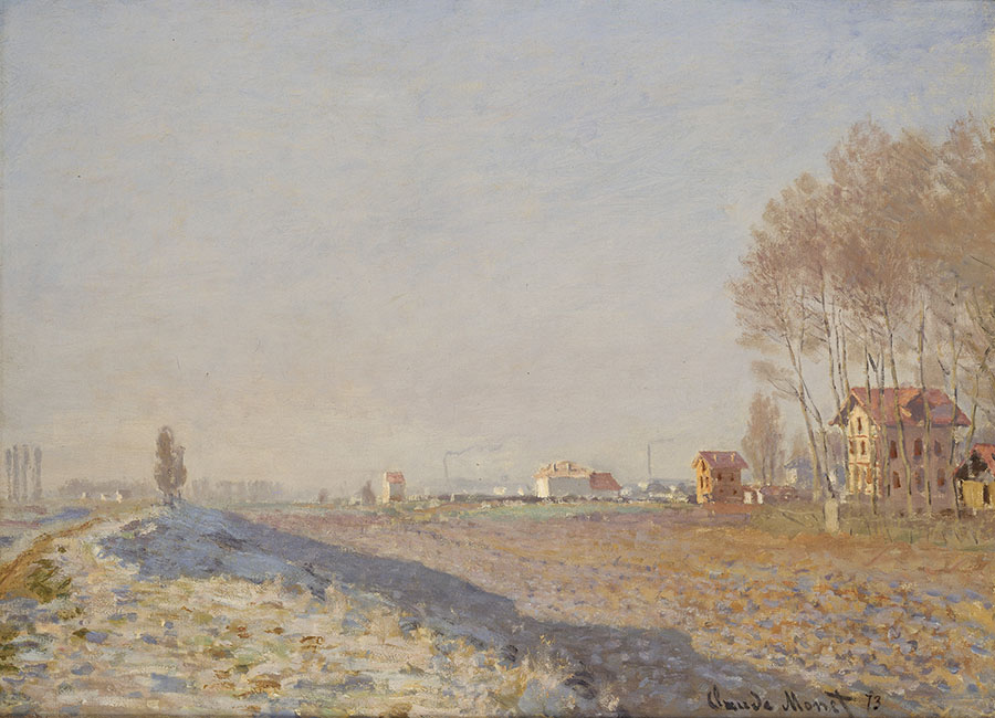 クロード・モネ《コロンブの平原、霜》1873年　油彩/カンヴァス　新潟県立近代美術館・万代島美術館