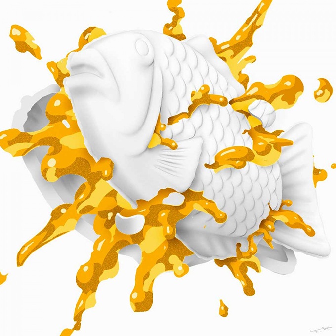 「Taiyaki Shock_!! (Ver. Orange Custard)」31×31cm