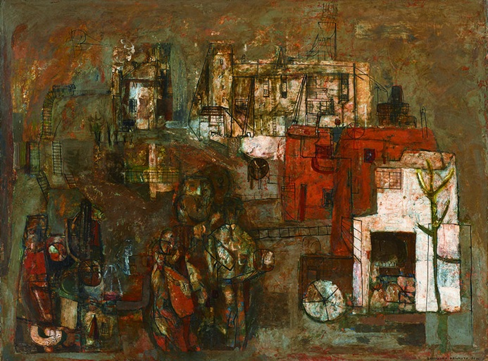 松本竣介 《N駅近く》　 1940年 油彩／カンヴァス 97.0×131.0cm 東京国立近代美術館