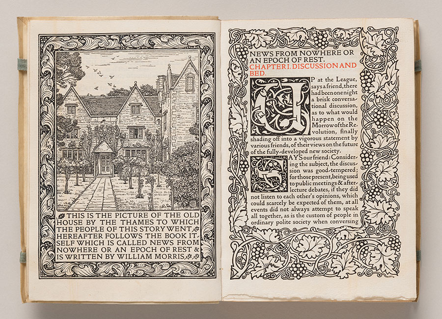 ウィリアム・モリス著 ケルムスコット・プレス刊『ユートピア便り』1892年 TOPPANホールディングス株式会社 印刷博物館蔵