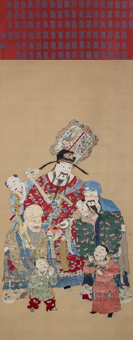 《福禄寿三星図(刺繍)》 中華民国時代・20世紀　大倉集古館蔵