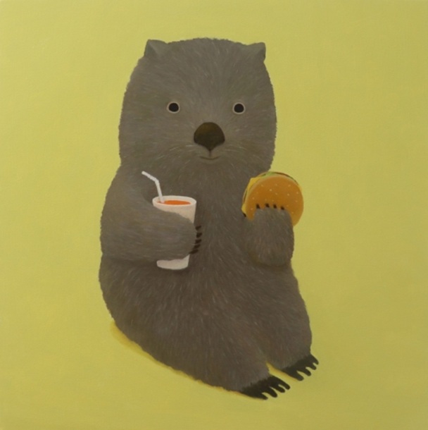 藤田まりこ「いただきます」
S6号
油彩、キャンバス