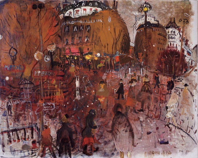 街角の人達（巴里アルマ附近）　油彩　73.0 x 91.0 cm